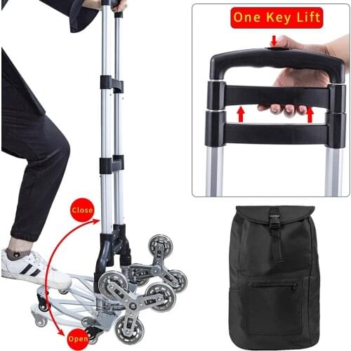 150kg Heavy Duty Foldable Hand Sack Wheel Trolley Folding Truck Barrow Cart Travel Luggage Shopping Cart Portable Home Use Cart