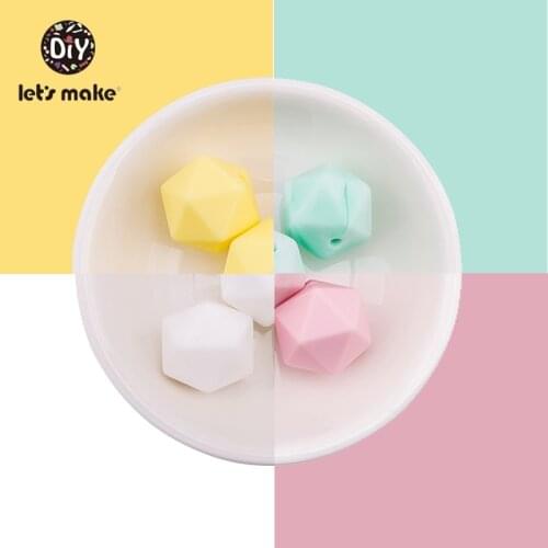 Let’ s Make 20pc Silicone Beads Food Grade Hexagon Silicone Bead 14mm Diy Teething Necklace Pacifier Chain Bpa Free Baby Teether