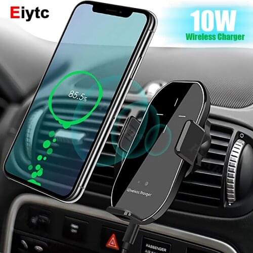 Automatic Clamping QI Wireless Car Charger Mount Infrared Sensor Fast Charging Holder For iPhone 8 XR X 11 12 Pro Samsung S10 S9