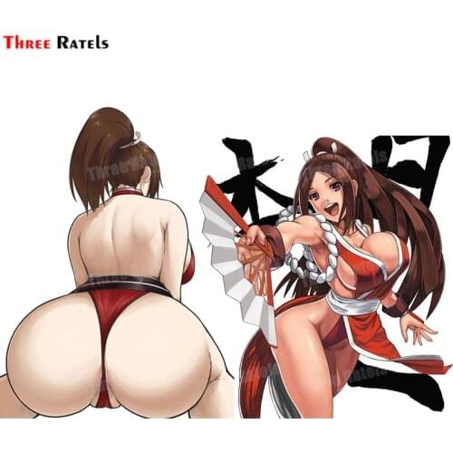 Three Ratels A391 Shiranui Mai Fighter For Car Windshield Sticker Vinyl Materal Funny Big Hips Girl Decal Auto Boay Decoration