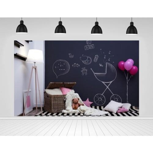 Scopiso Blackboard Balloon Bear Toy Pillow Baby Interior Backgrounds Customized Photography Backdrops For Photo Studio Props
