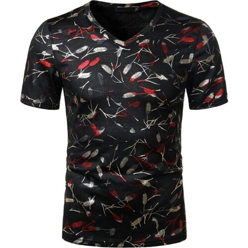 Bird Bronzing Tshirt Men 2020 Summer Short Sleeve V Neck Mens T Shirts Hip Hop Streetwear Party Prom Stage Tee Shirt Homme XXL