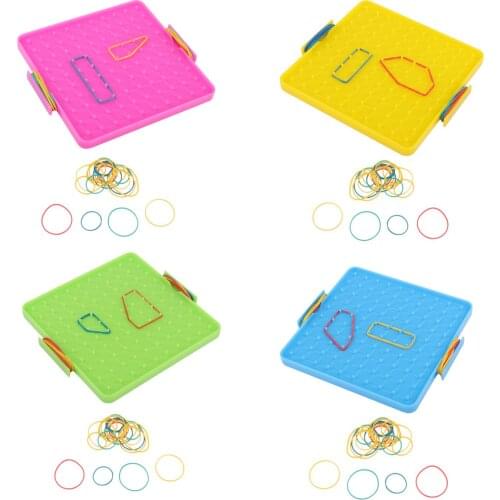 Geometry Geoboard Montessori Shape Puzzle Board with 30pcs Rubber Bands