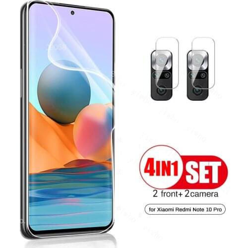 4in1 Hydrogel Film for Xiaomi Redmi Note 10 Pro Max Screen Camera Protectors Not Tempered Glasss Redme Not 10pro 10s Poco F3
