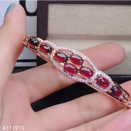 KJJEAXCMY fine jewelry 925 sterling silver inlaid natural Garnet female bracelet support detection popular noble