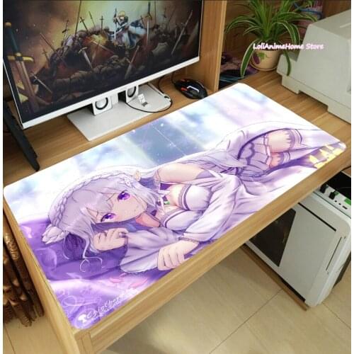 Anime Emilia Mouse Pad Re:Life in a different world from zero Laptop Mice Mat Tabletop Keyboard Mat Anti-Slip Playmat
