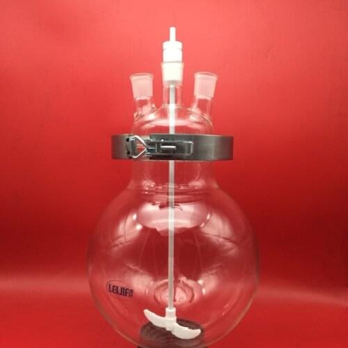 5L Open glass Reactor Three head connector Cover Stainless Steel Clamp Thick Material Reaction Bottle