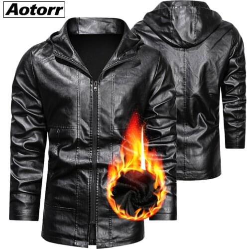 Mens Winter Leather Jacket Long Thick Warm Coats Male Business Casual PU Jacket Hooded Jaqueta Masculinas Brand Clothing 5XL