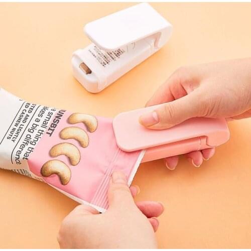 Mini Sealing Machine Portable Sealer Home Heat Bag Plastic Food Snacks Bag Packaging Sealing Machine Kitchen Storage Bag Clips