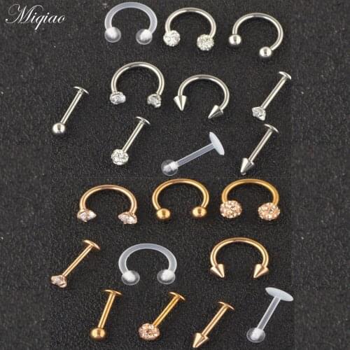Miqiao 10pcs Hot Sale Simple Stainless Steel Nose Nail Set Body Exquisite Piercing Jewelry
