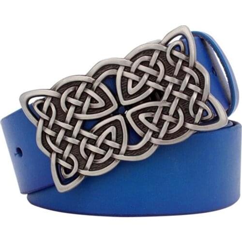 Fashion women belt celt Crosses Genuine Leather retro Celt knot design weave belt cowhide leather Blue belts women