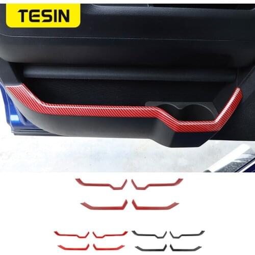 TESIN Interior Mouldings ABS Car Front Rear Door Storage Box Decoration Trim Strip Stickers for Dodge RAM 1500 2010-2017