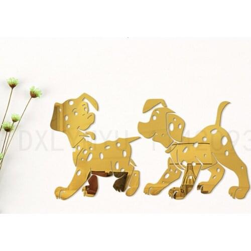 Dog Pattern Sticker Kids Room Decoration 3D Mirror Stickers Bedroom Wall Decor Acrylic Wall Sticker Home Decor