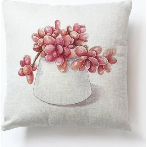 Flower Pattern Pillowcase Lavander Rose Cactus Cottom Linen for Bed Accessories Sweet 45x45cm