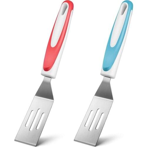New 2 Pieces Mini Brownie Serving Spatula Cut and Serve Turner Cookie Spatula Mini Slotted Turner for Flipping Egg Cooking