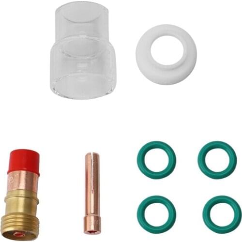 New 8Pcs/Set 12 Heat Glass Cup Kit for WP-17/18/26 TIG Welding Torch Stubby Gas Lens Replacement Tools Welding Accessories
