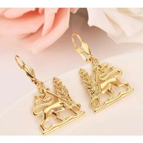 New gold map jewelry pendant wedding drop earring lion elephant Gold souvenir african Arab Jewelry Mom kid Gifts
