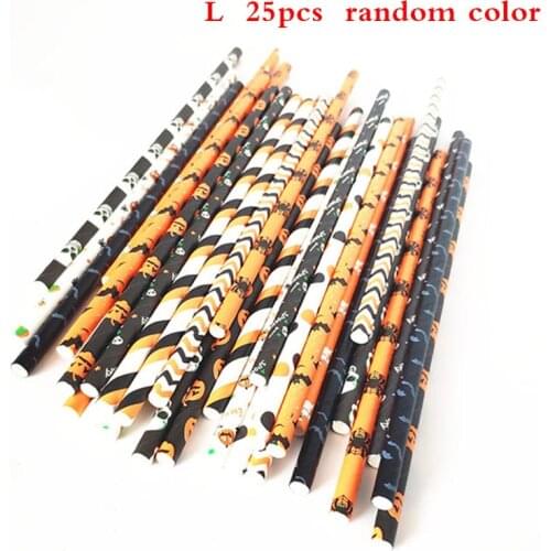 25pcs Halloween Disposable Party Straws Bat Skull Drinking Straws Holiday Bar material is paper