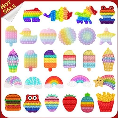 Silicone Dog Rainbow Fidget Toys Push Bubble Sensory Toy Push Bubble Sensory Fidget Toy Autism Special Needs Stress Reliever Toy