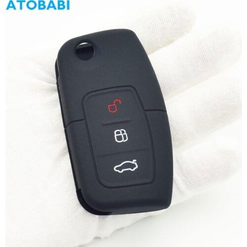 Silicone Car Key Case Skin For Ford Focus 2 Mondeo 4 S-MAX Galaxy C-MAX Fiesta 3 Buttons Folding Remote Control Protector Cover