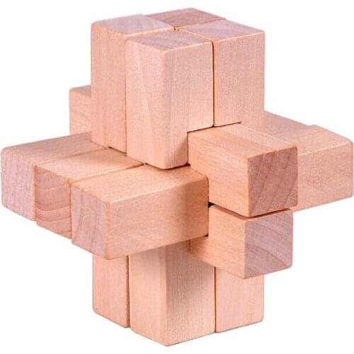 Challenging 9-part IQ Wooden Brain Teaser Puzzles Game for Adults Children