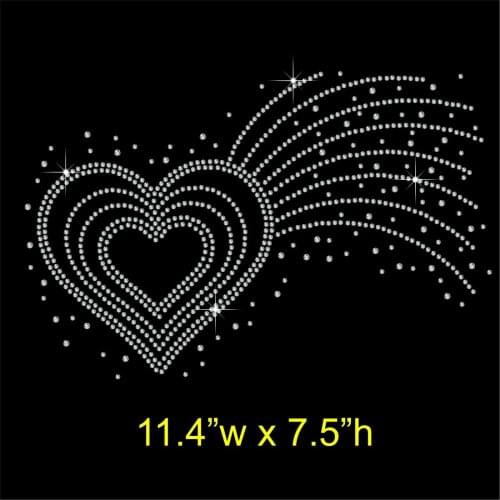 2pc/lot Star flying heart hot fix rhinestone transfers iron on rhinestone transfer designs hot fix rhinestone applique