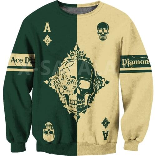 Poker Ace Diamond Skull 3D All Print Plus 3 Hoodie Man Women Harajuku Outwear Zipper Pullover Sweatshirt Casual Unisex Jacket
