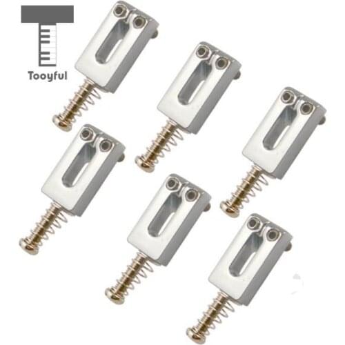 Tooyful Hot Sale 6Pcs Chrome Rectangular Flat Guitar Bridge Tremolo Trem Saddles Part for Electric Telecaster Strat Guitars Accs