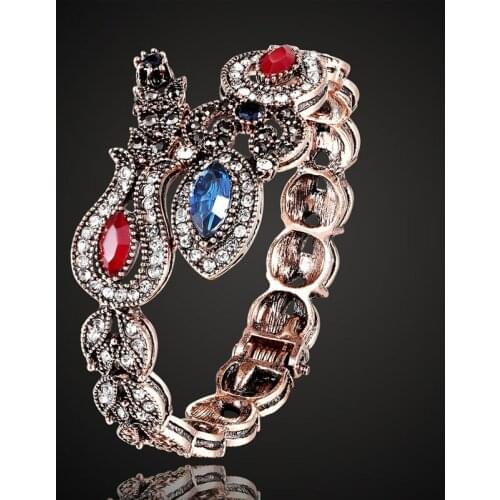 Zlxgirl brand Turkish design Rhinestone vintage bangles Women Party Accessories Flower Design Jewelry Turkish Bracelet Pulseira