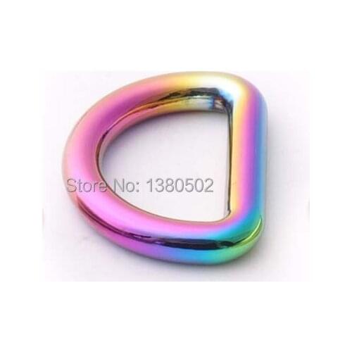 10pcs/lot high quality Rainbow Color Ring buckle Dee ring for leather craft belt Backpacks bag Garment Accessories