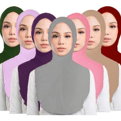 One Piece Amira Hijab Women Muslim Veil Headscarf Head Cover Middle East Niqab Burqa Prayer Islam Scarf Cap Hat Arab Solid Color