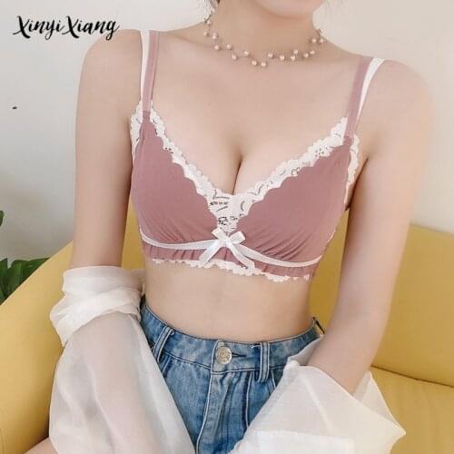 CYNTHRA Bras Womens Lace Small Breast Underwear Gathers Push Up Adjusts Wireless Comfortable BreathableSexy Lingerie