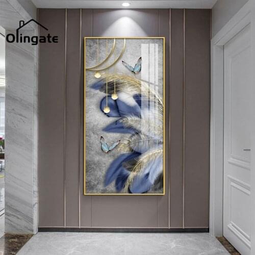 Home Entrance Decoration Painting Feather Decoration Painting Hallway End Hanging Painting for Living Room Home Decoration