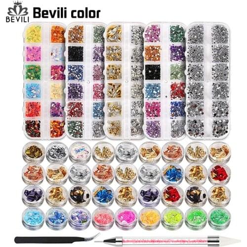 Gold Foils Gorgeous Nails Glitter Aluminum Flakes Fluorescence Various Shapes Nail Art Sequins Manicure Nail Decoration set