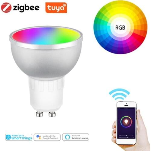 1/2/3/4pcs Tuya Zigbee 3.0 Gu10 Smart LED Night Light Bulbs 5W RGBCW Smart Home Remote Voice APP Control Work With Alexa Google