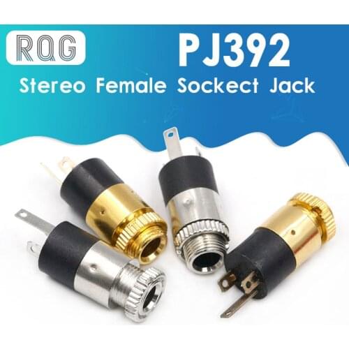 10PCS/LOT PJ392 3.5mm Stereo Female Sockect Jack with Screw 3.5 Audio Headphone Connector PJ-392