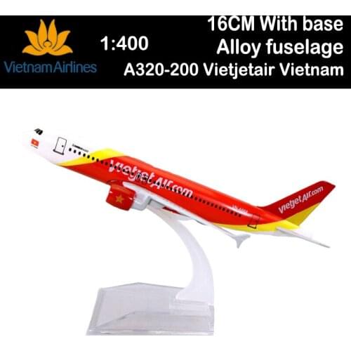 16CM 1:400 Airbus A320-200 Model Vietjetair Vietnam Airline W Base Alloy Aircraft Plane Airliner Adult Collection Display Show