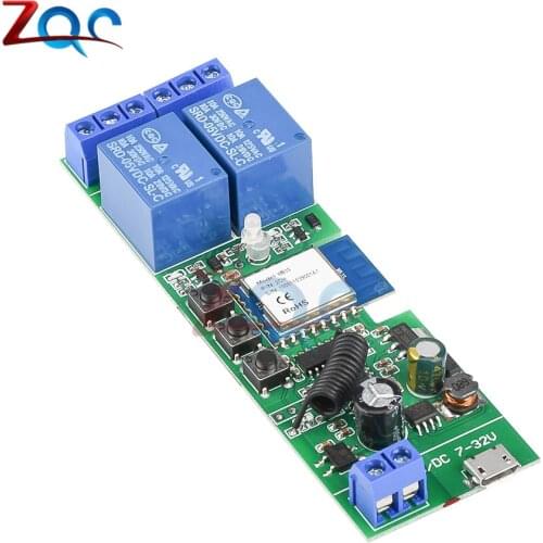 2 CH WiFi Wireless Smart Switch Inching Self-Locking Relay Module Remote Control for Home Application Smart Home AC / DC 7 -32V