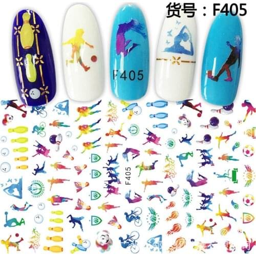 3D Nail Sticker Football Bowling Slider Nails Art Decoration Wraps Decals Cute Design Adhesive Manicure Tips Stickers Pegatina