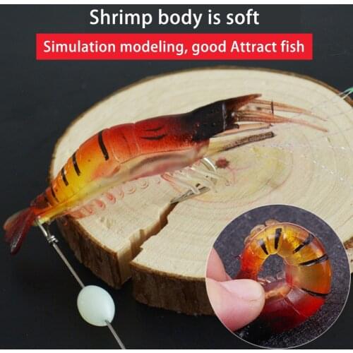 7 Pcs Hot Sale New 8cm/5g Luminous Bead Shrimp Silicon Soft Artificial Bait With Hooks Swivels Rigs Fishing Tackle Fast Delivery