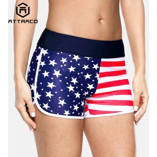 Attraco Women Swimshorts American Flag Beach Shorts Swimwear Briefs Man Swimsuits Trunks Sea Short Bottoms