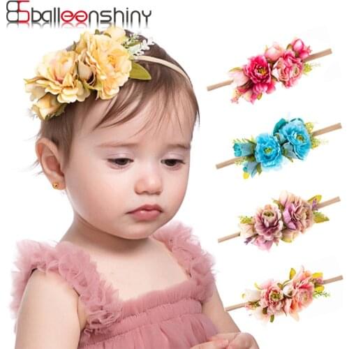 Balleenshiny Fashion Multi-color Simulation Rose Flower Baby Stretch Headband Newborn Photography Props Infant Toddler Hair Band