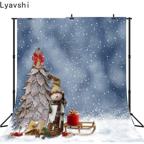 Lyavshi seamless Vinyl Photography Background Christmas tree snowman sled Gifts Snow Winter Children Backdrops for Photo Studio