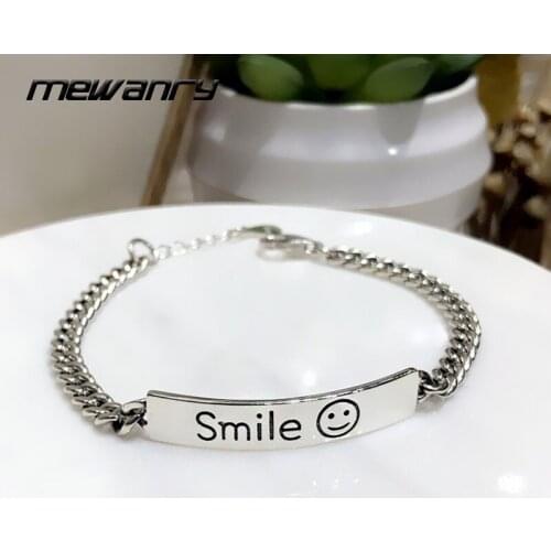 Mewanry 925 Sterling Silver Couples Bracelets Punk Vintage Simple Smiley Face Accessories New Trend Party Jewelry Gift for Women