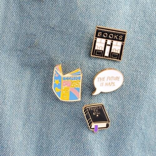 COMIC Black book PEOPLE TO KILL Bookstore Brooches Denim Jacket Pin Buckle Shirt Badge Cartoon Jewelry Gift