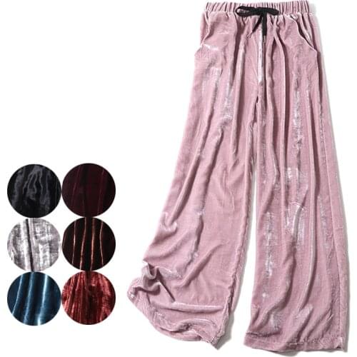 Vintage Women Summer Spring Natural Silk Pants Silk Loose Style Trousers Work Wear OL Fashion Holiday wide leg multicolor Pants