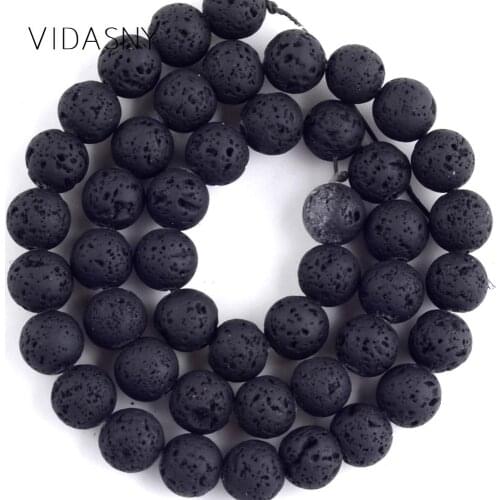 Black Lava Hematite Natural Minerals Gem Stone Beads For Jewelry Making Round Loose Beads 4 6 8 10mm Diy Bracelet Necklace 15"