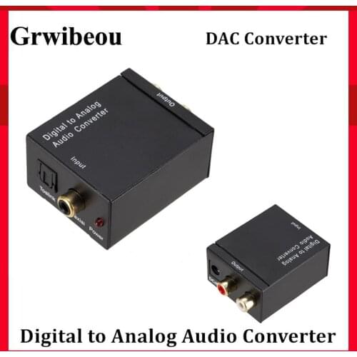 Grwibeou DAC Digital to Analog Audio Converter 2*RCA Amplifier Decoder Optical Fiber Coaxial Digital to Analog DAC Amplifier