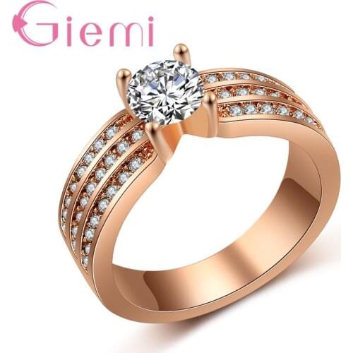 Elegant Delicate Finger Ring For Men Women Rose Cold Color Jewelry Pave Shiny Micro Crystal Top Quality Wedding Anillo Ane