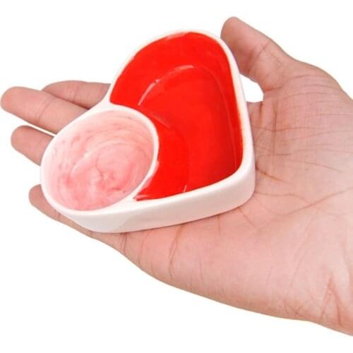 G5AB Hamster Feeding Bowl Heart Shape Ceramic Food Dish for guinea pig Rat Gerbil Hedgehog Syrian Hamster Small Pets